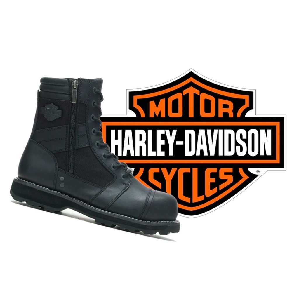 NWT! Harley-Davidson Black Lace-Up Motorcycle Boots